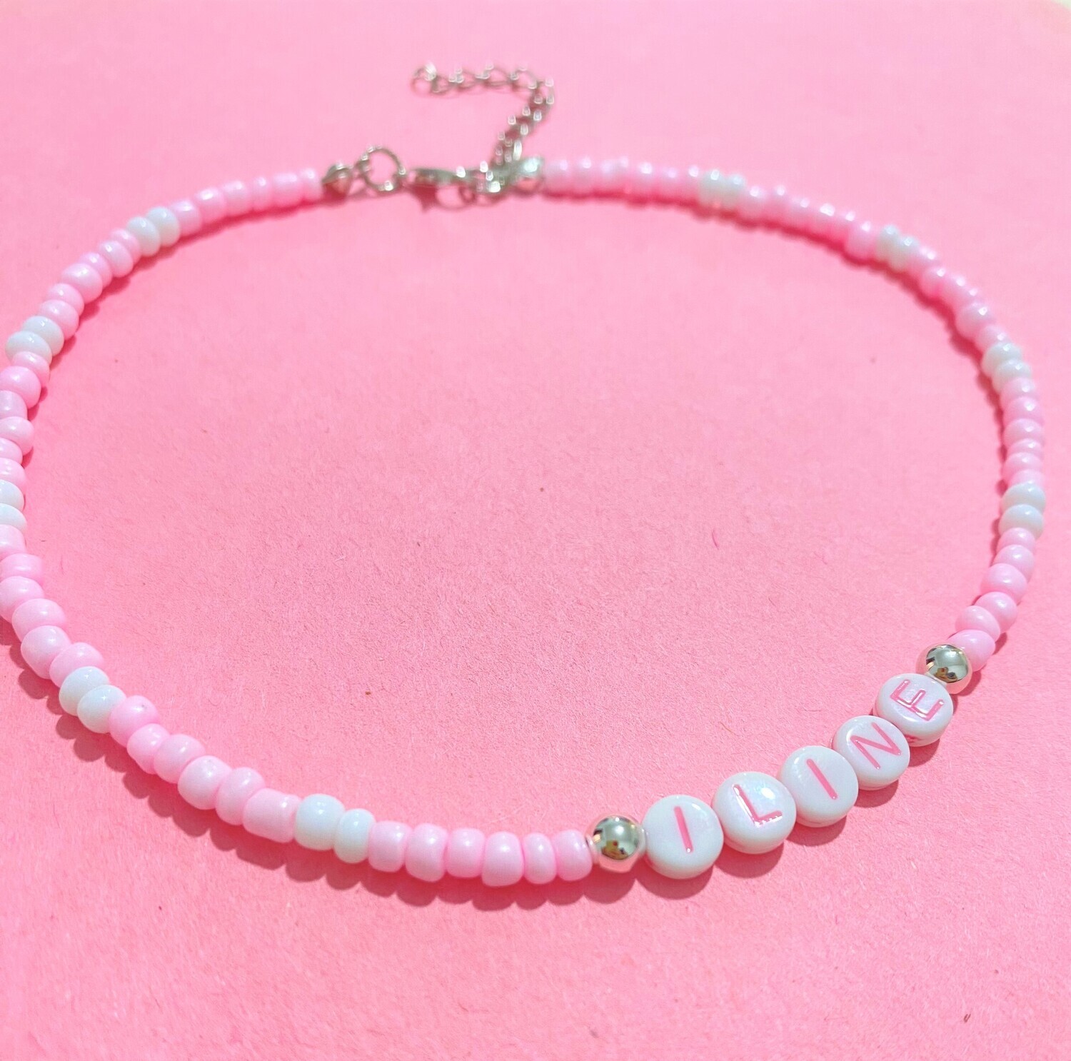 Customized Pink and White Necklace