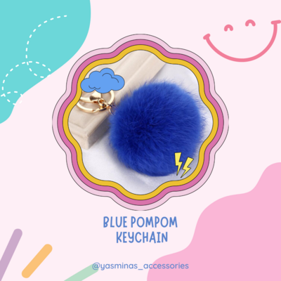 Blue Pompom Keychain