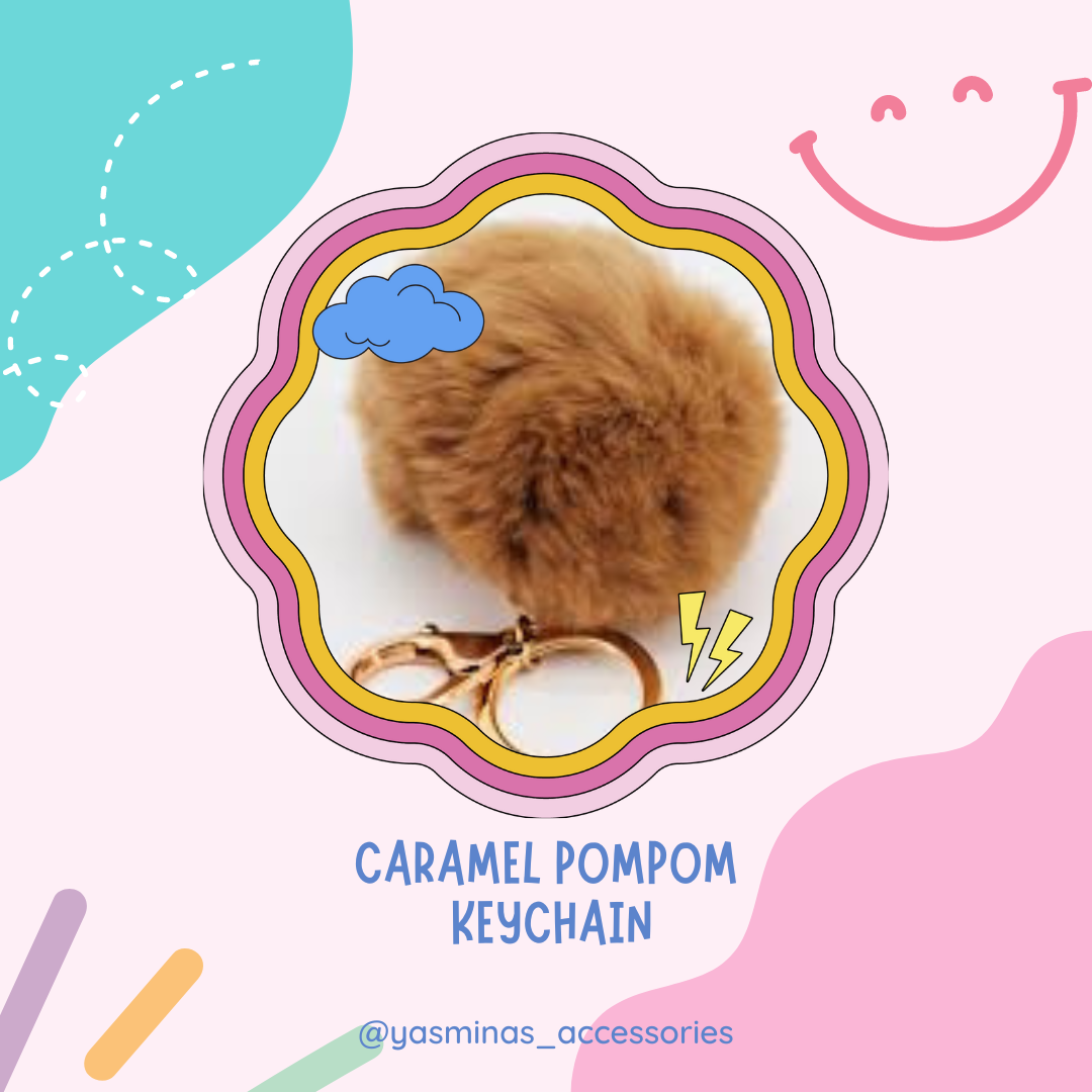 Caramel Pompom Keychain