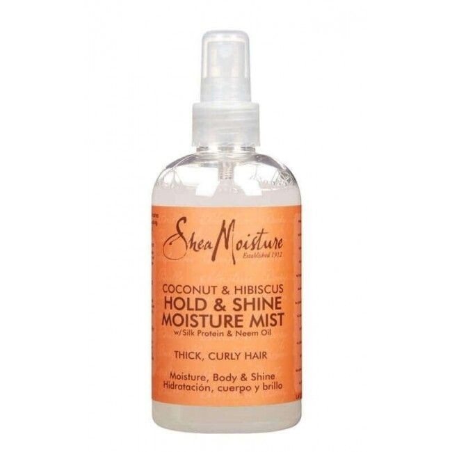 SheaMoisture, Hold &amp; Shine Moisture Mist with Silk Protein &amp; Neem Oil, Coconut &amp; Hibiscus , 8 fl oz (237 ml)