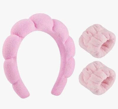 Pink Twisted Headband Spa Face Wash Set