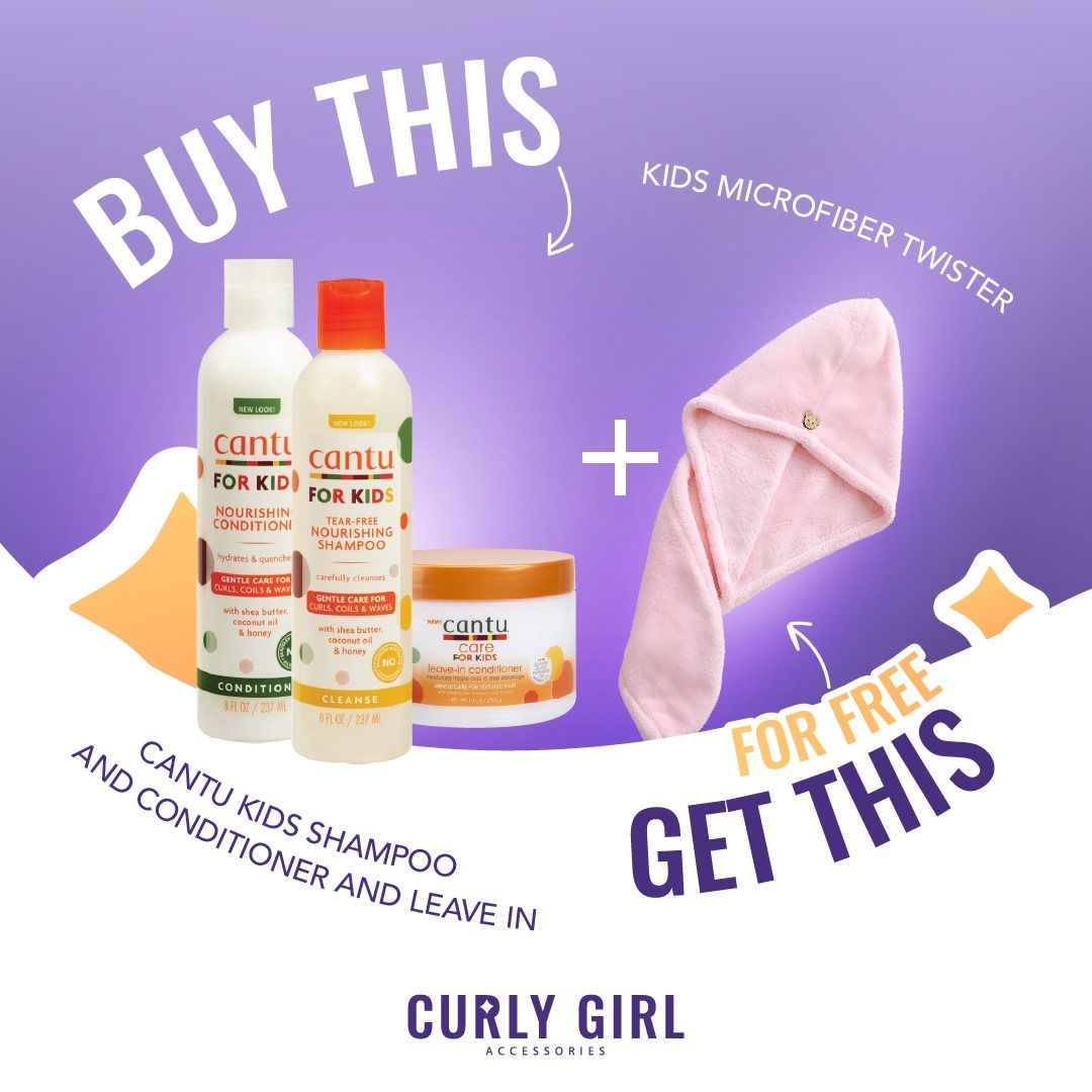 Cantu Kids Shampoo, Conditioner And Leave-In Bundle + FREE MICROFIBER TOWEL