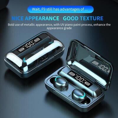 F9 TWS LED Display Mini Wireless Stereo Bluetooth 5.0 Earphone Waterproof Charging Bin Mini Invisible Button