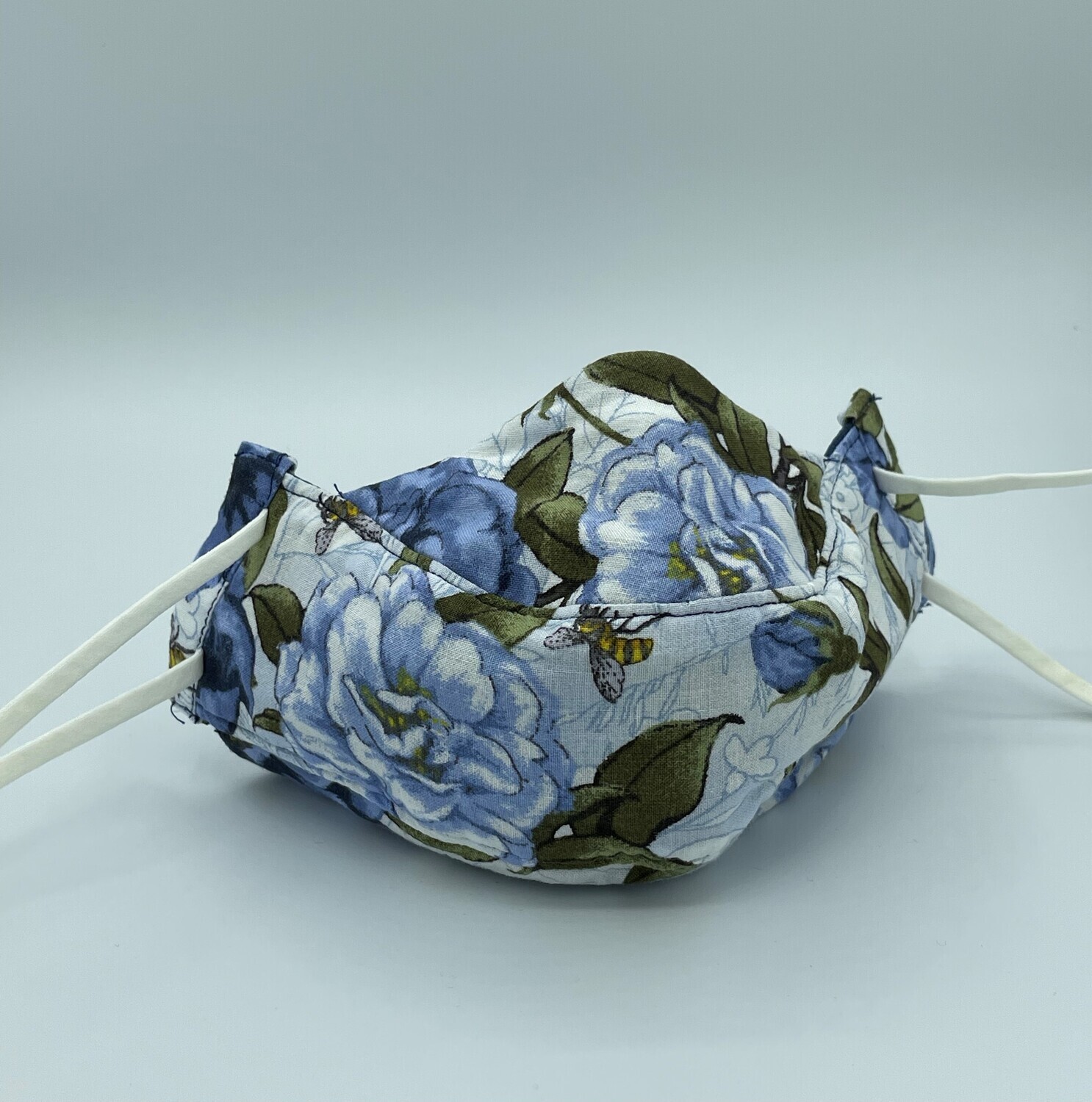 Mask - Bees In Blue Floral (Reversible)