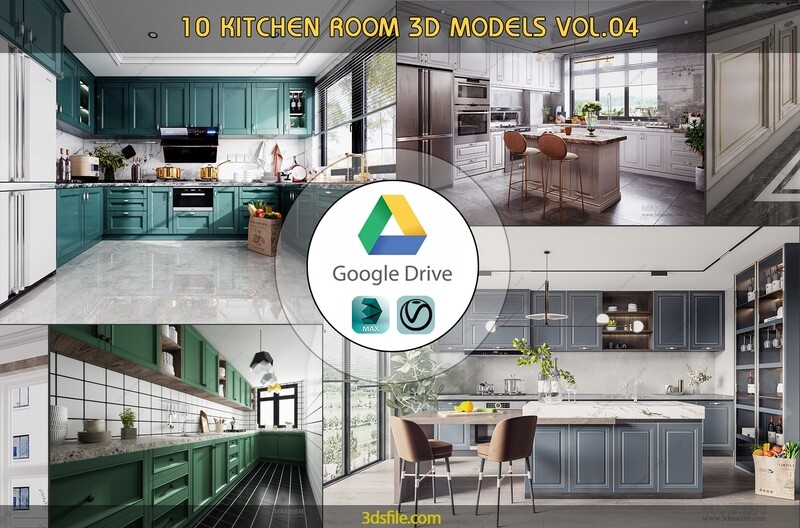 10 KITCHEN ROOM 3D MODELS VOL04. Vray