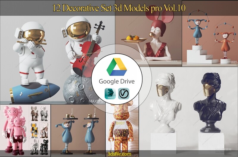 12 Decorative Set 3d Models pro Vol.10. Vray