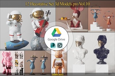 12 Decorative Set 3d Models pro Vol.10. Vray