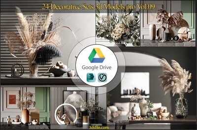 24 Decorative Sets 3d Models pro Vol.09. Vray