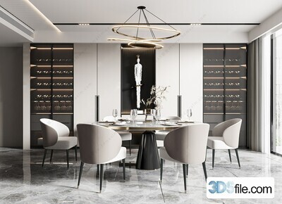 Dining Room 3d Model 06. Vray - 3ds Max - Free