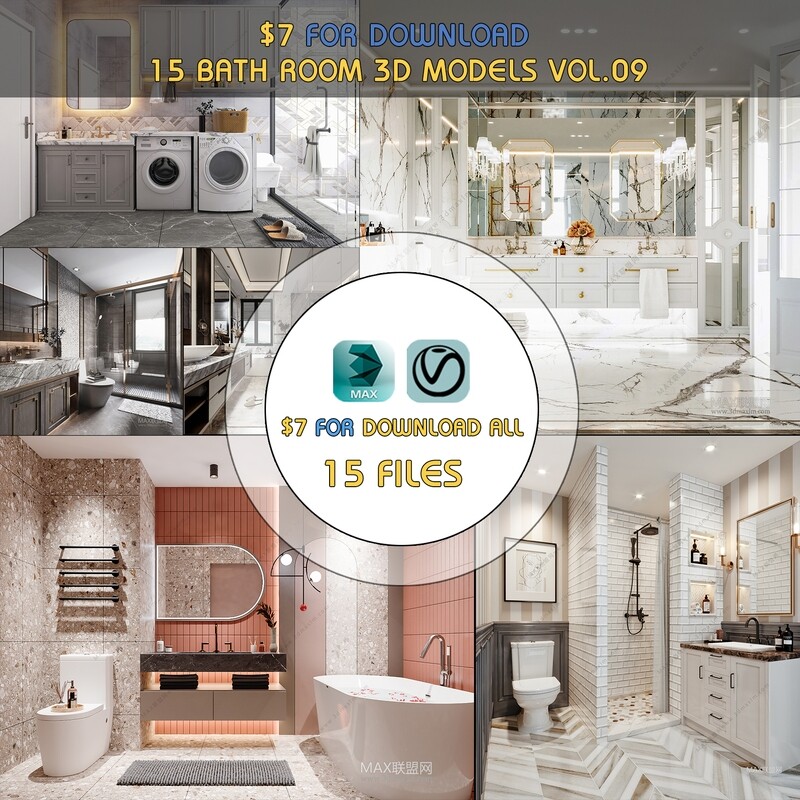 15 Bath Room 3d Models Vol09. Vray - 2457615444