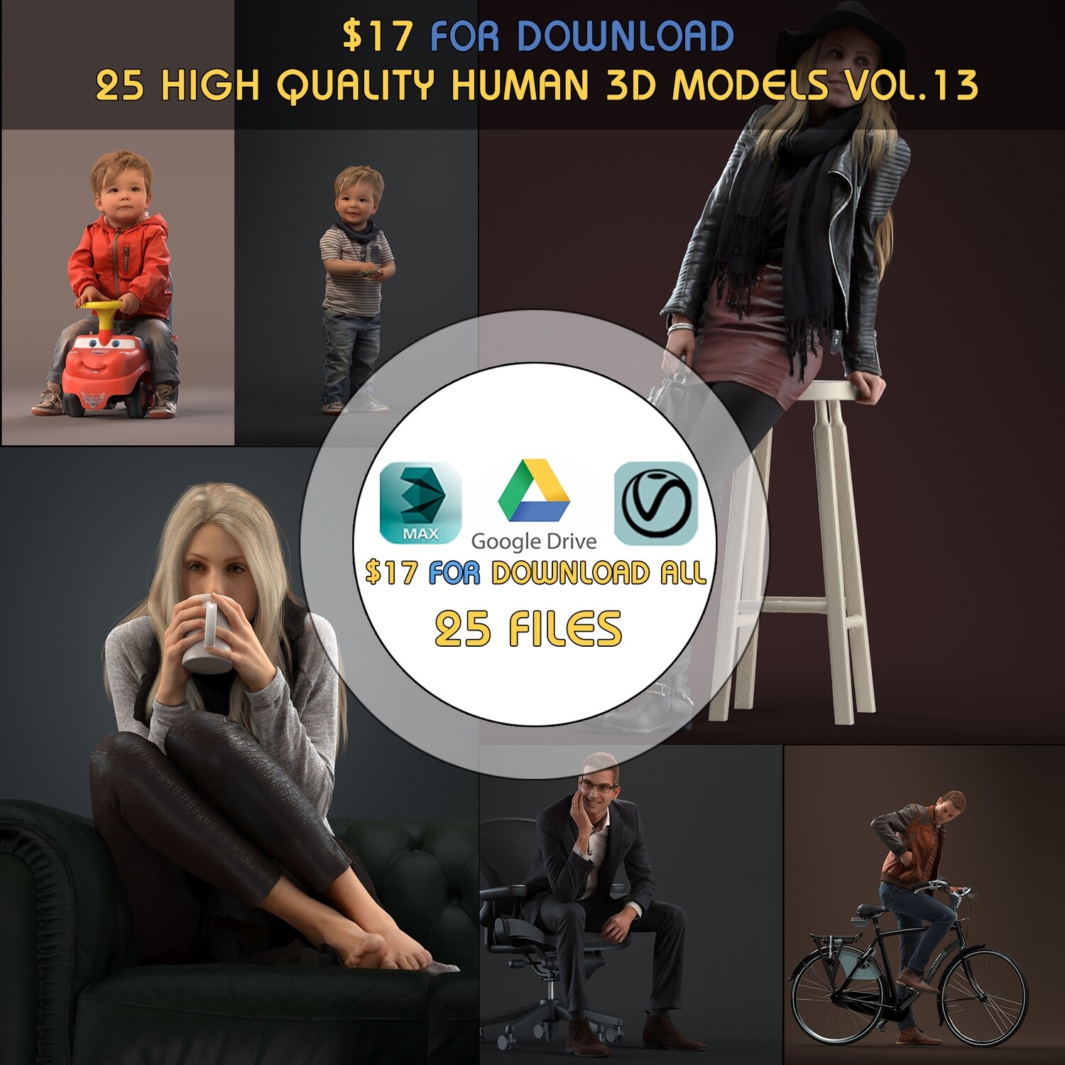 25 High Quality Human 3d Models Vol.13