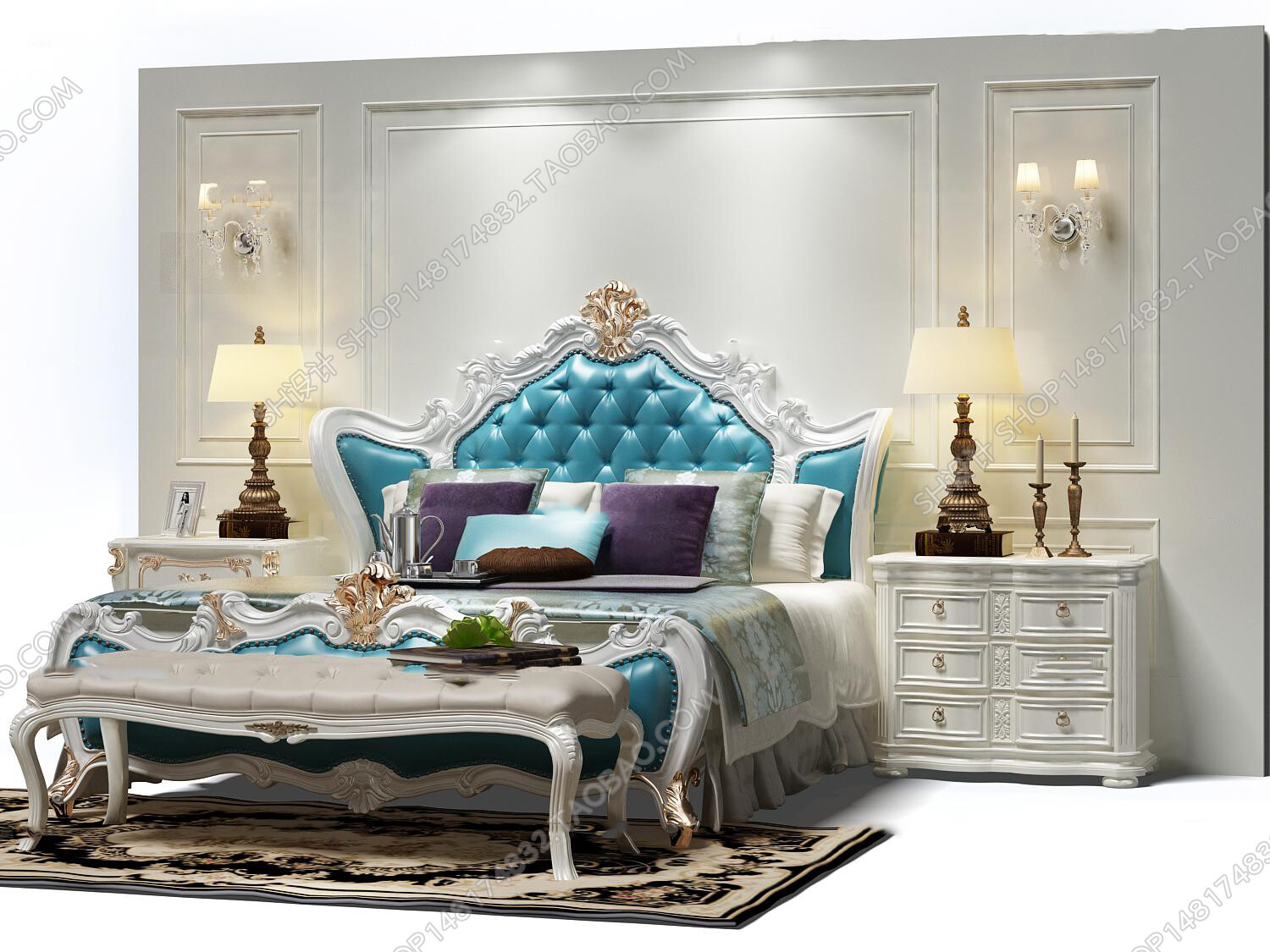 45 SET BED ROOM 3D MODELS CLASSIC STYLE-VRAY