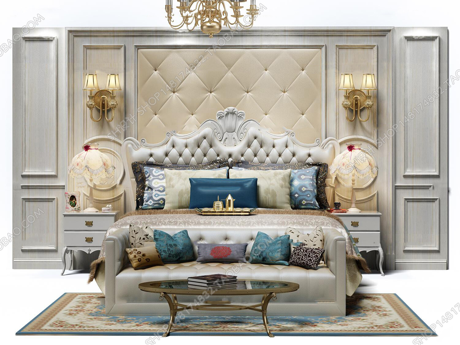 45 SET BED ROOM 3D MODELS CLASSIC STYLE-VRAY