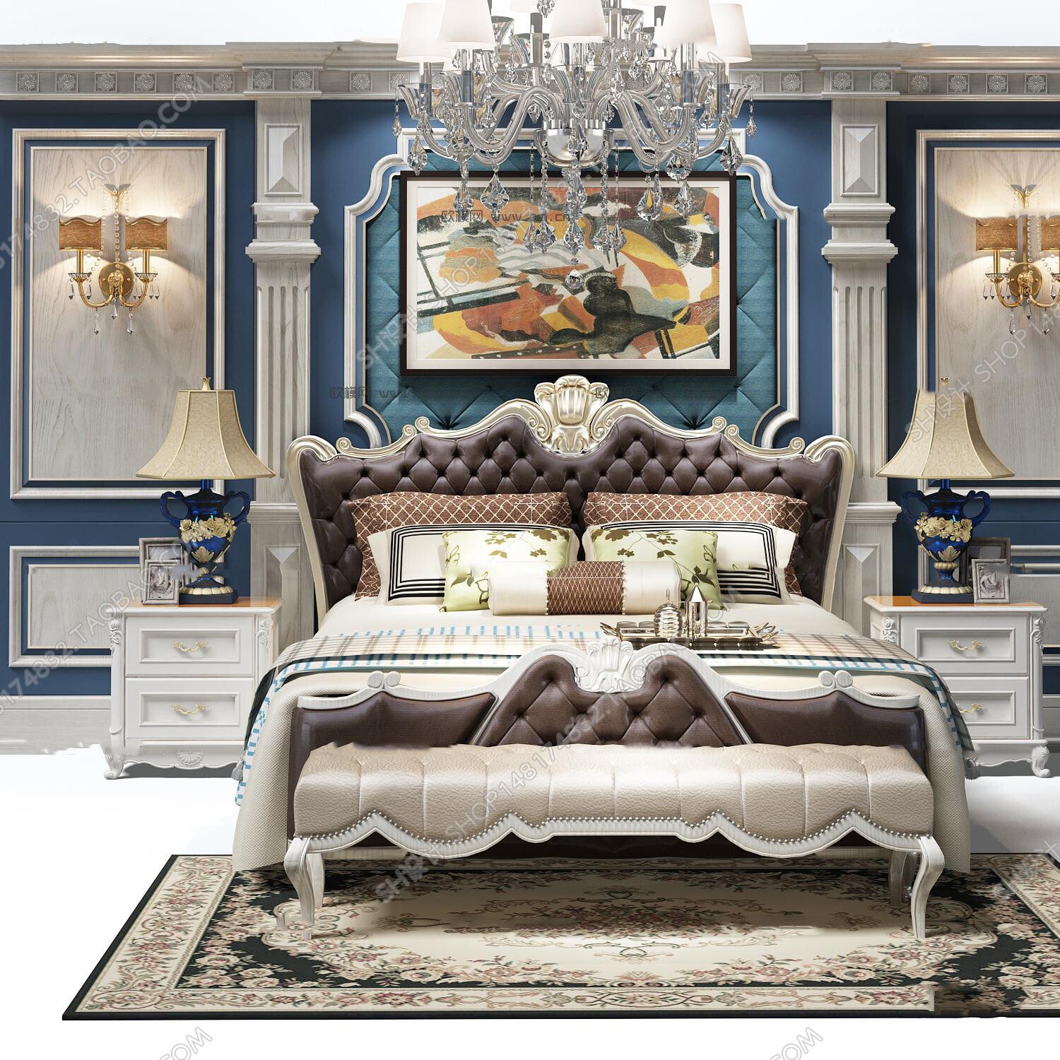 45 SET BED ROOM 3D MODELS CLASSIC STYLE-VRAY