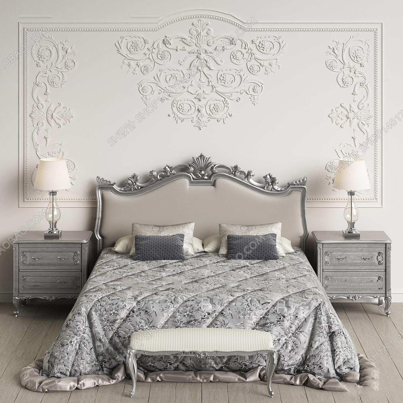 45 SET BED ROOM 3D MODELS CLASSIC STYLE-VRAY