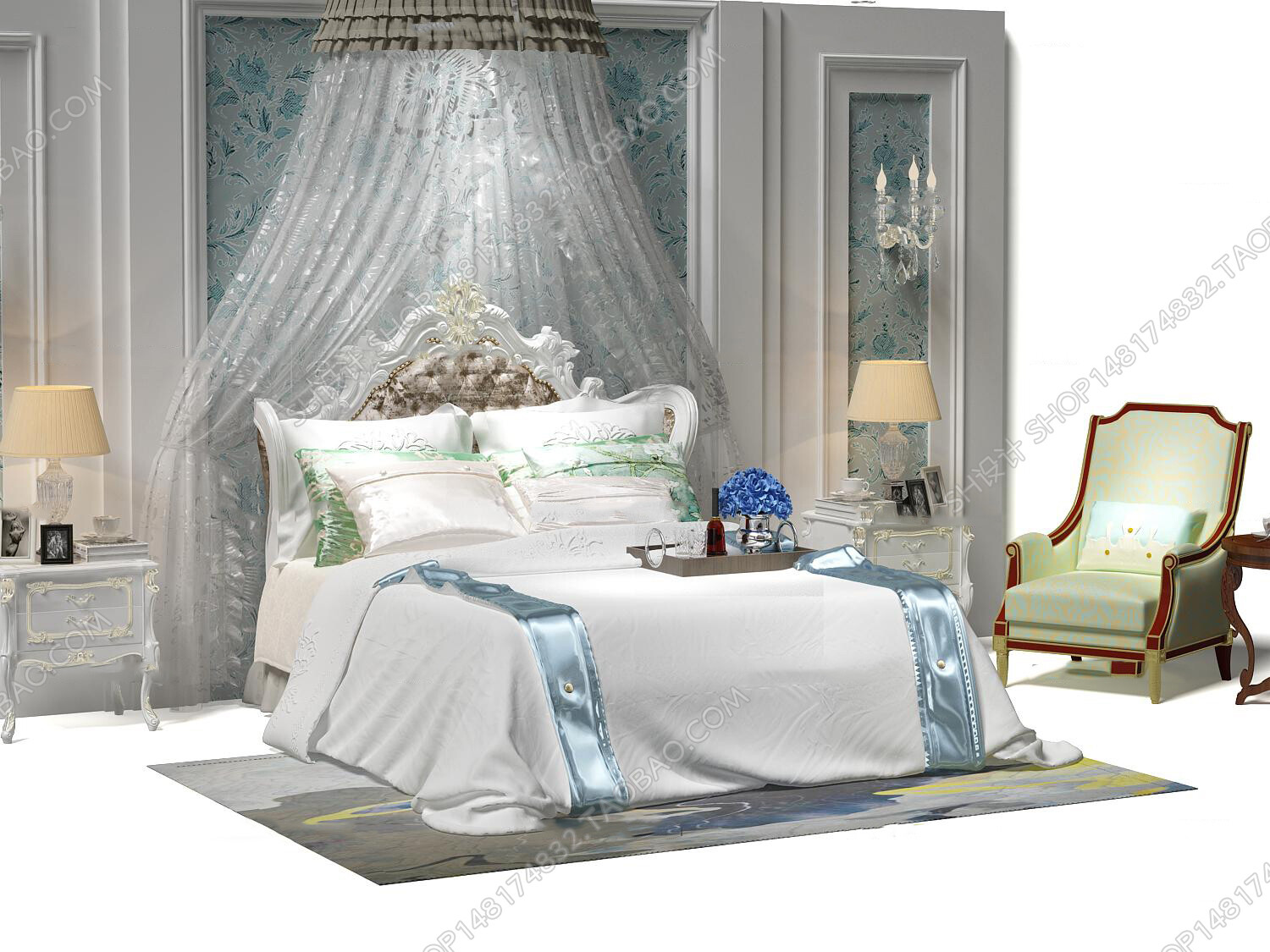 45 SET BED ROOM 3D MODELS CLASSIC STYLE-VRAY