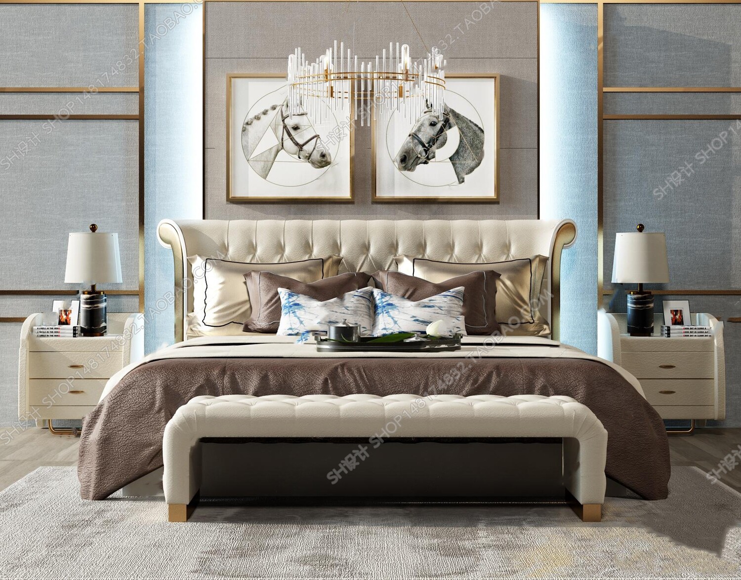 45 SET BED ROOM 3D MODELS CLASSIC STYLE-VRAY