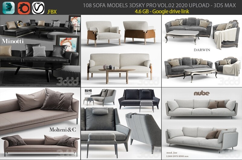 108 SOFA 3D MODELS PRO VOL.02