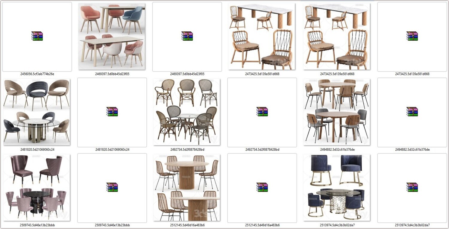 130 Chair &amp; Table 3D models Vol 01
