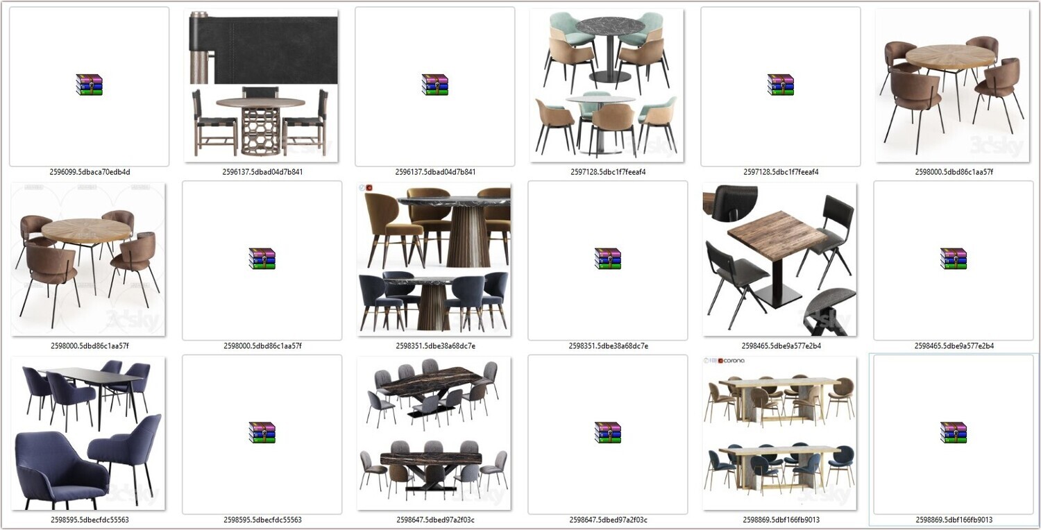 130 Chair &amp; Table 3D models Vol 01