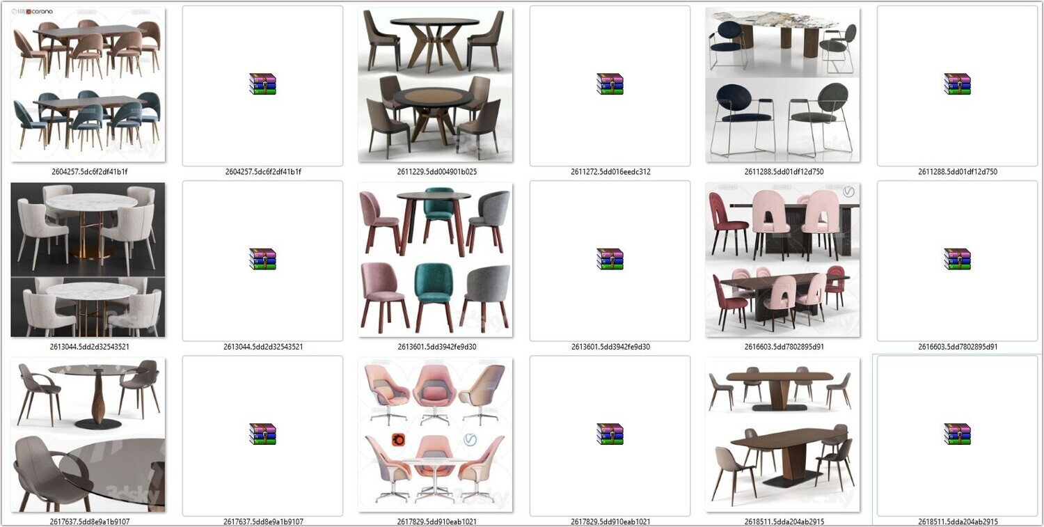 130 Chair &amp; Table 3D models Vol 01