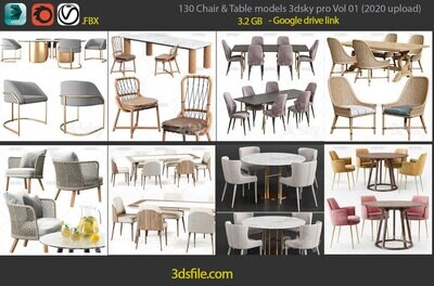 130 Chair &amp; Table 3D models Vol 01