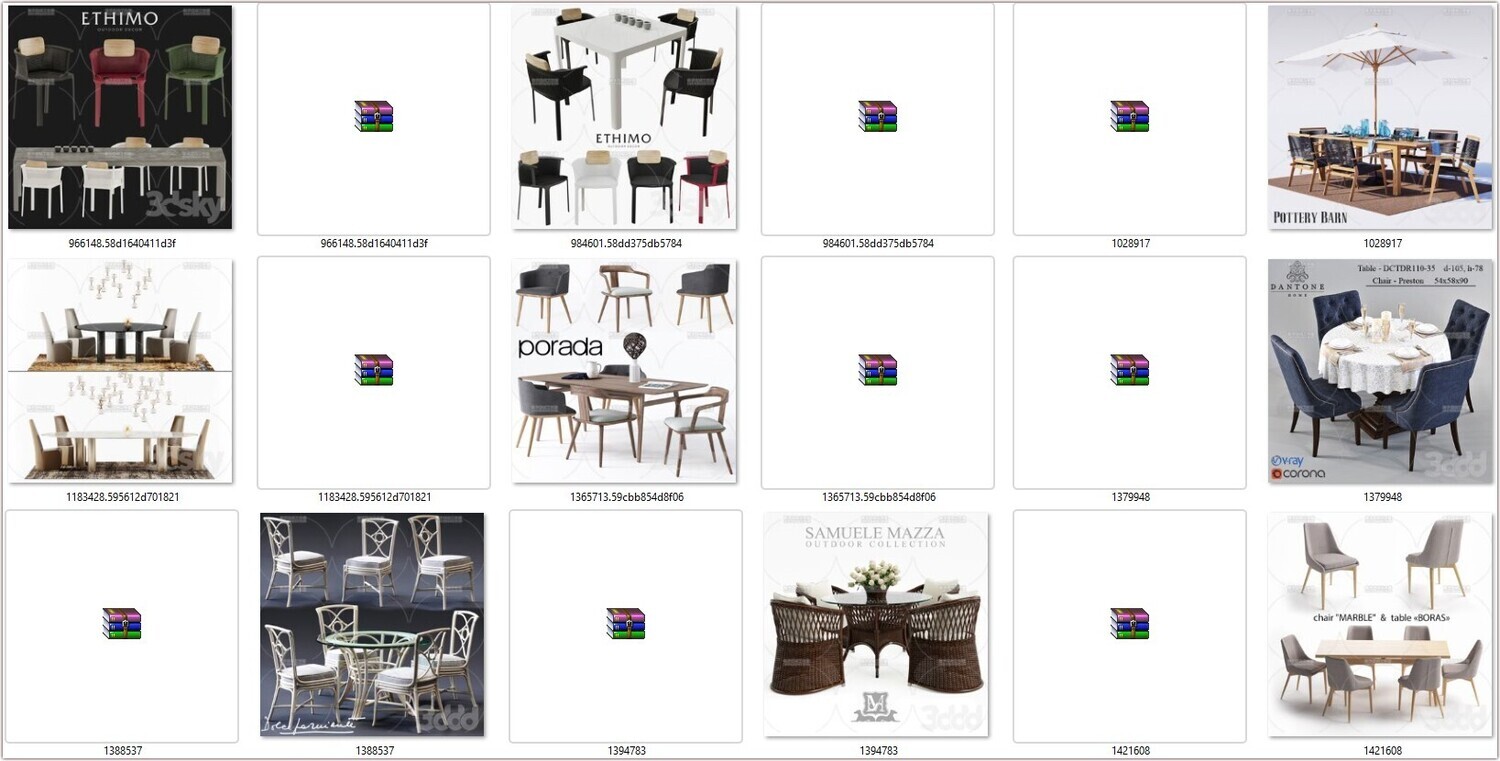 130 Chair &amp; Table 3D models Vol 01