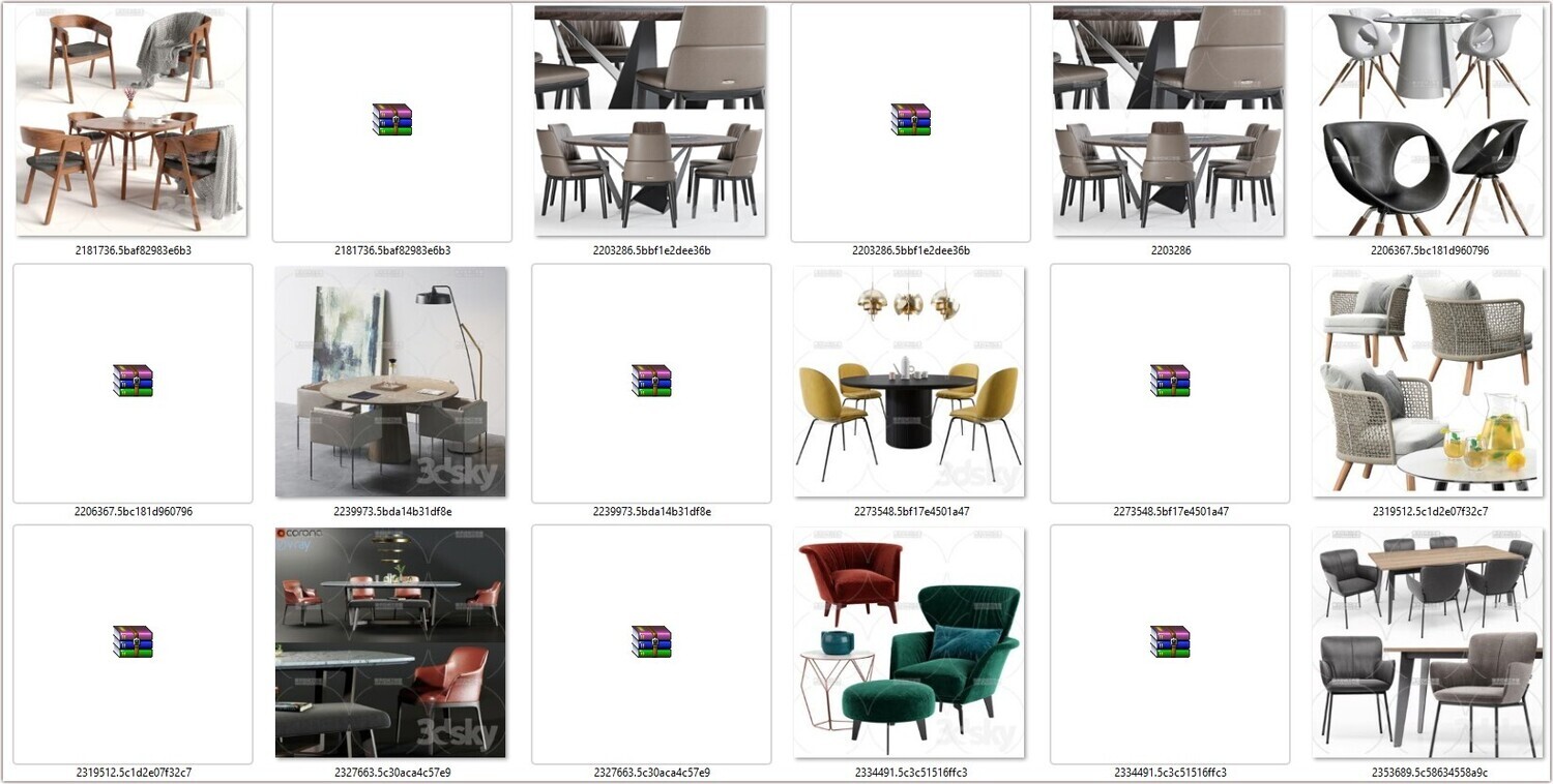130 Chair &amp; Table 3D models Vol 01