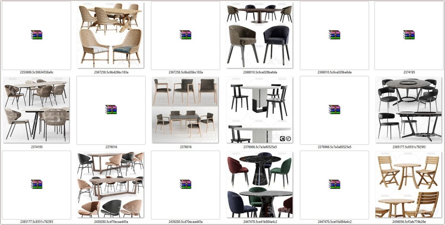 130 Chair &amp; Table 3D models Vol 01