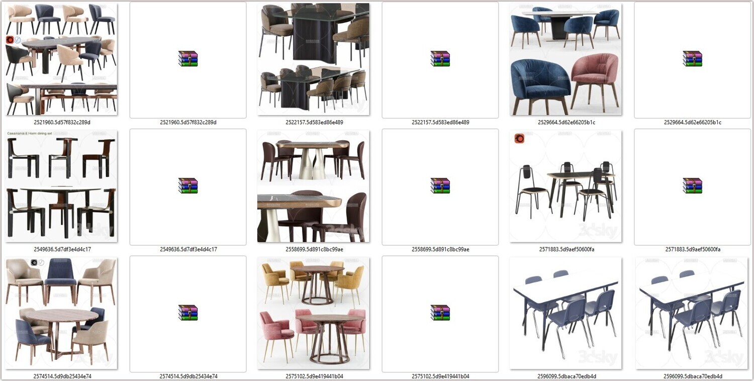 130 Chair &amp; Table 3D models Vol 01