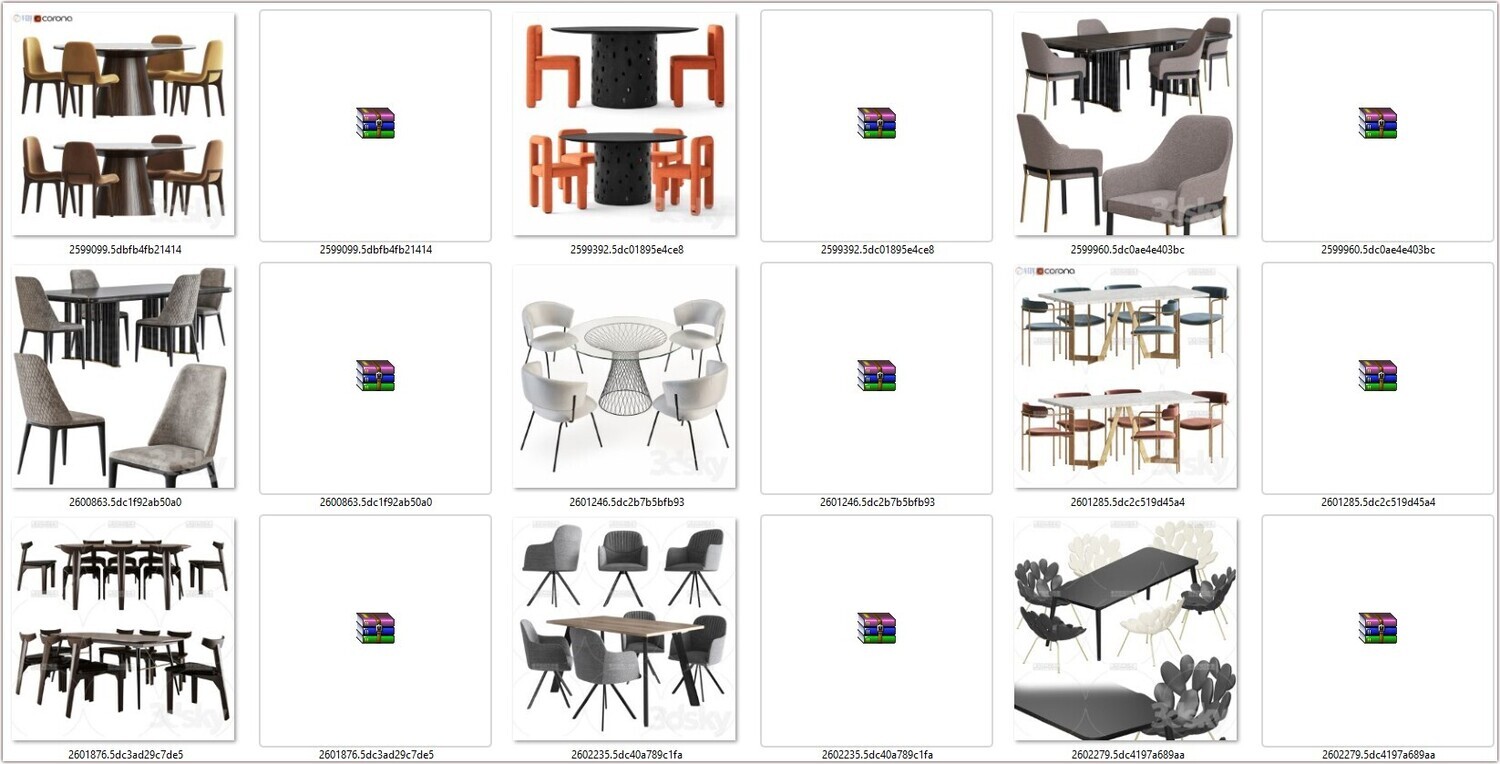 130 Chair &amp; Table 3D models Vol 01