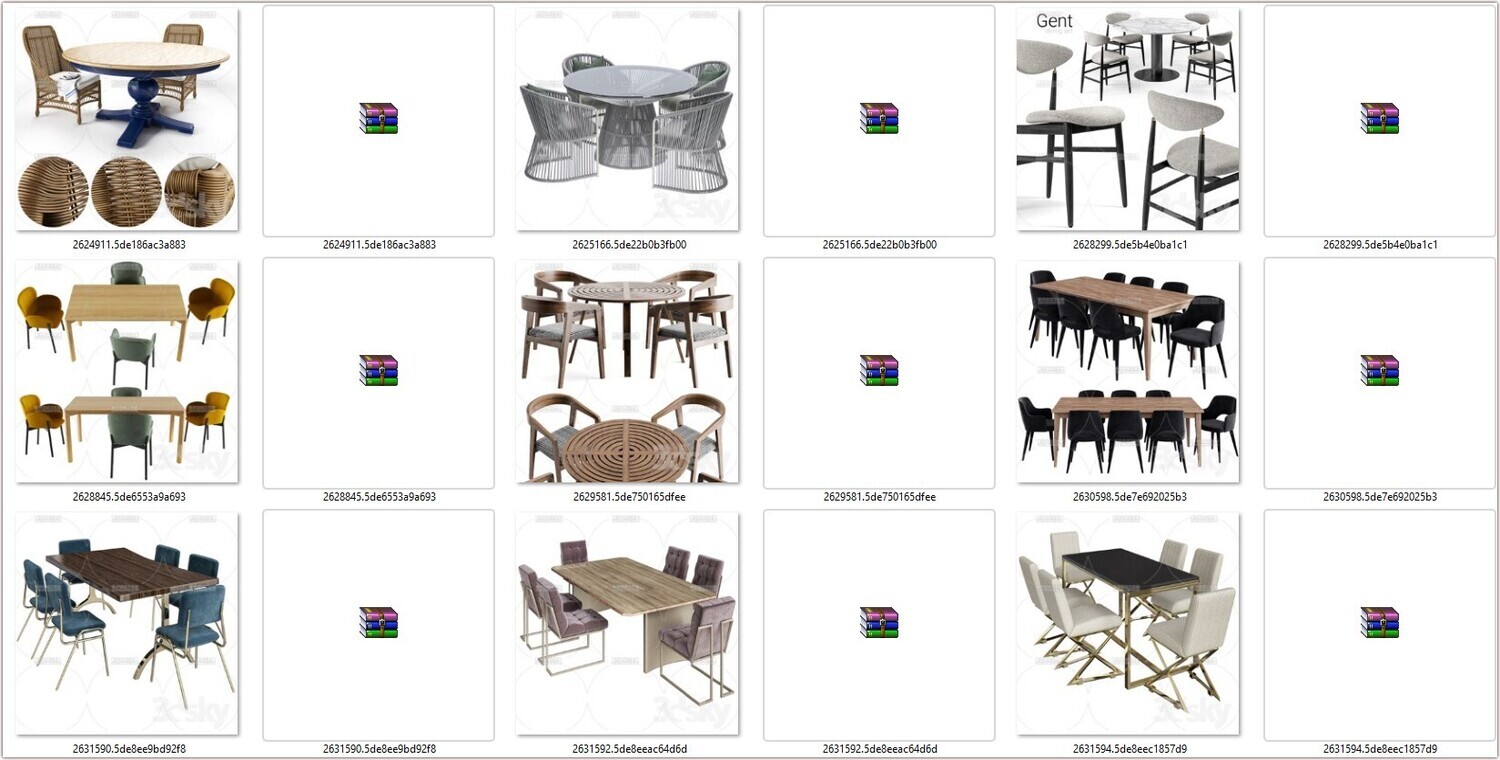 130 Chair &amp; Table 3D models Vol 01