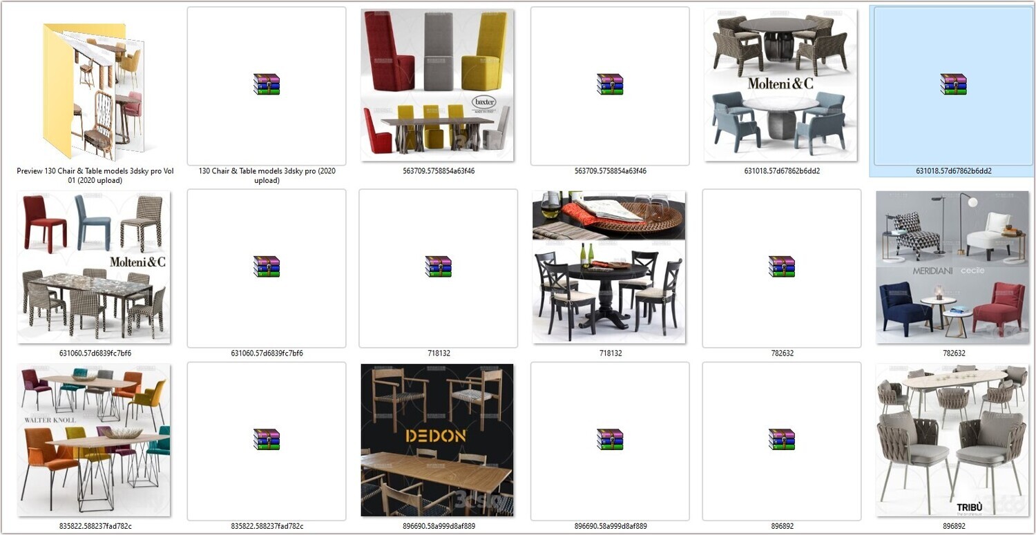 130 Chair &amp; Table 3D models Vol 01