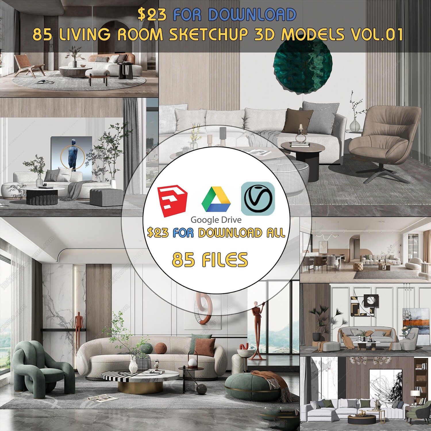 85 LIVING ROOM SKETCHUP 3D MODELS VOL01 - SKETCHUP