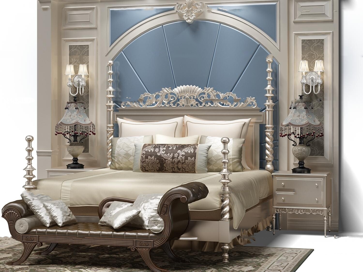 90 Classic bed 3d models vol.15-Vray