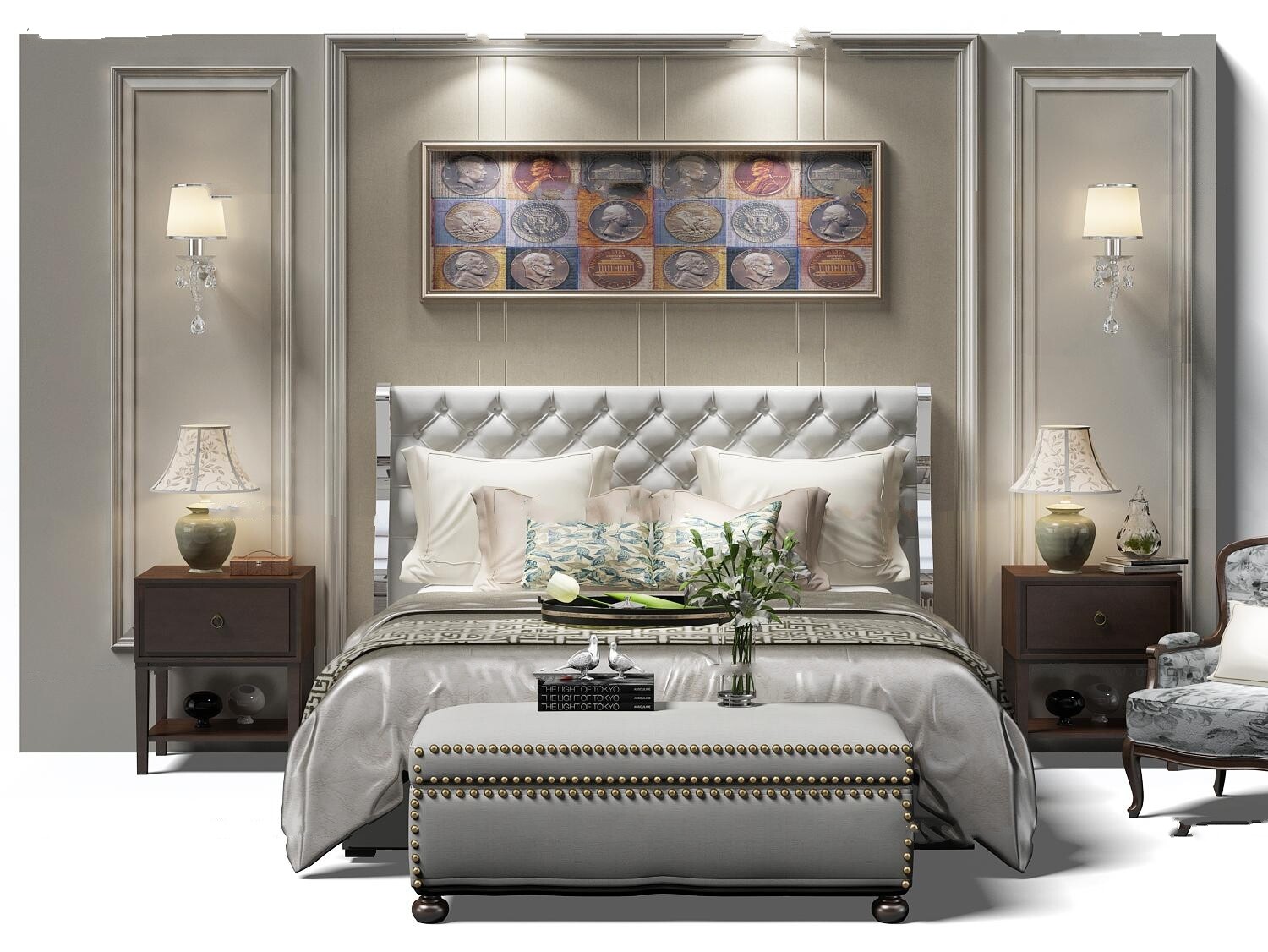 90 Classic bed 3d models vol.15-Vray