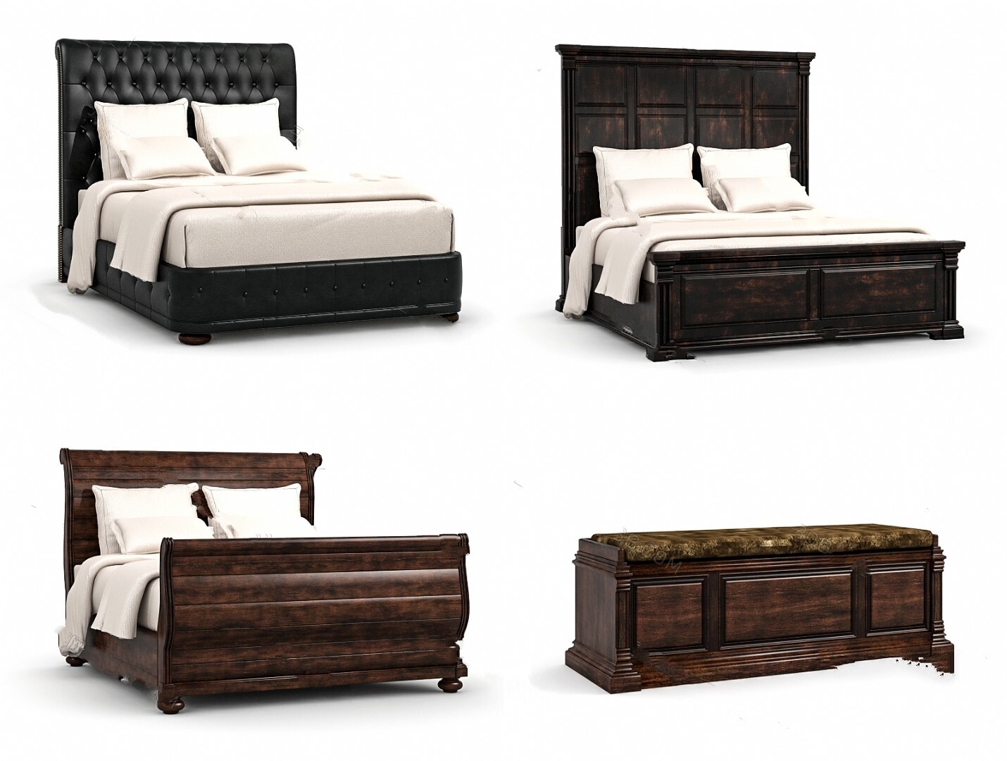 90 Classic bed 3d models vol.15-Vray