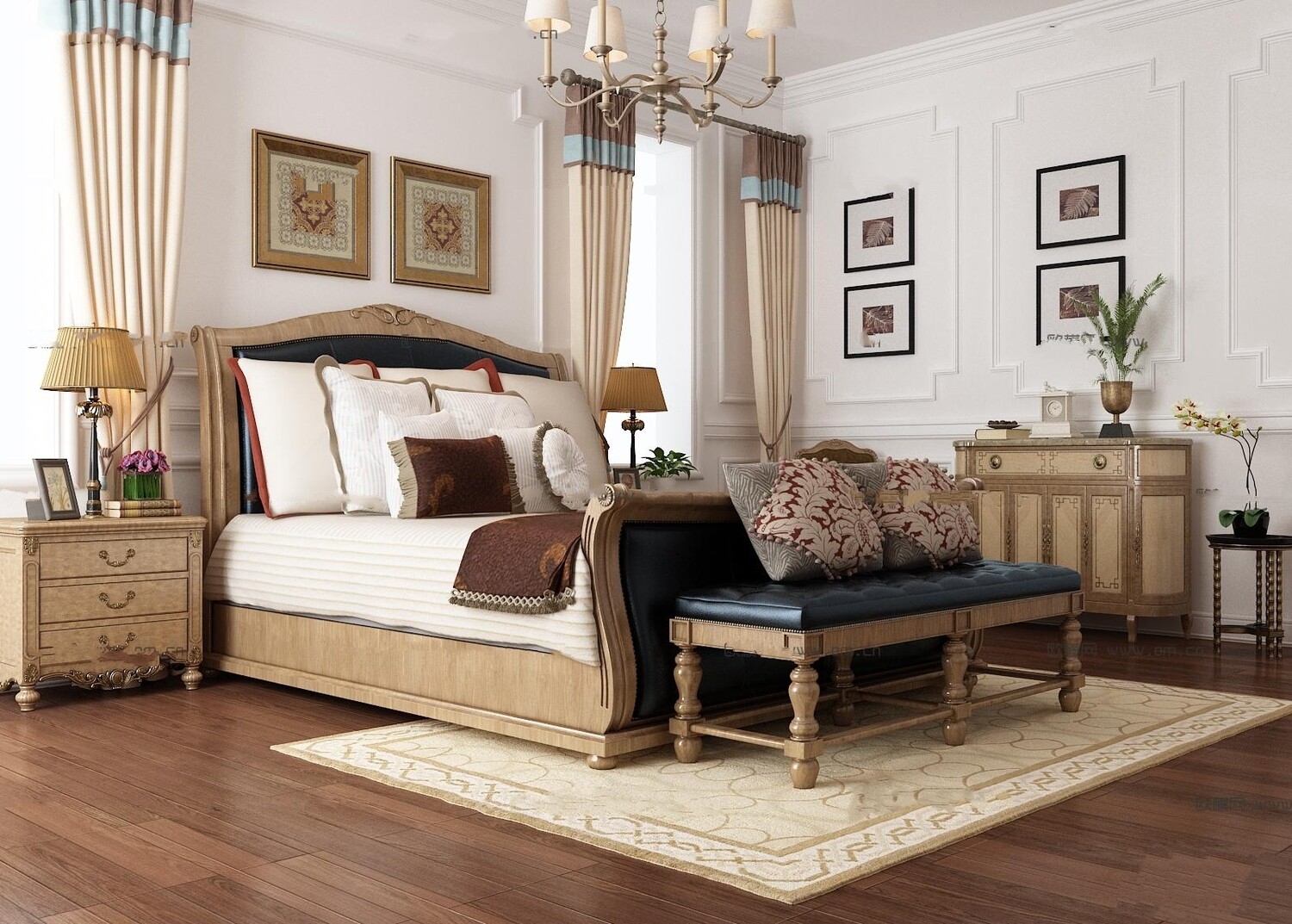 90 Classic bed 3d models vol.15-Vray