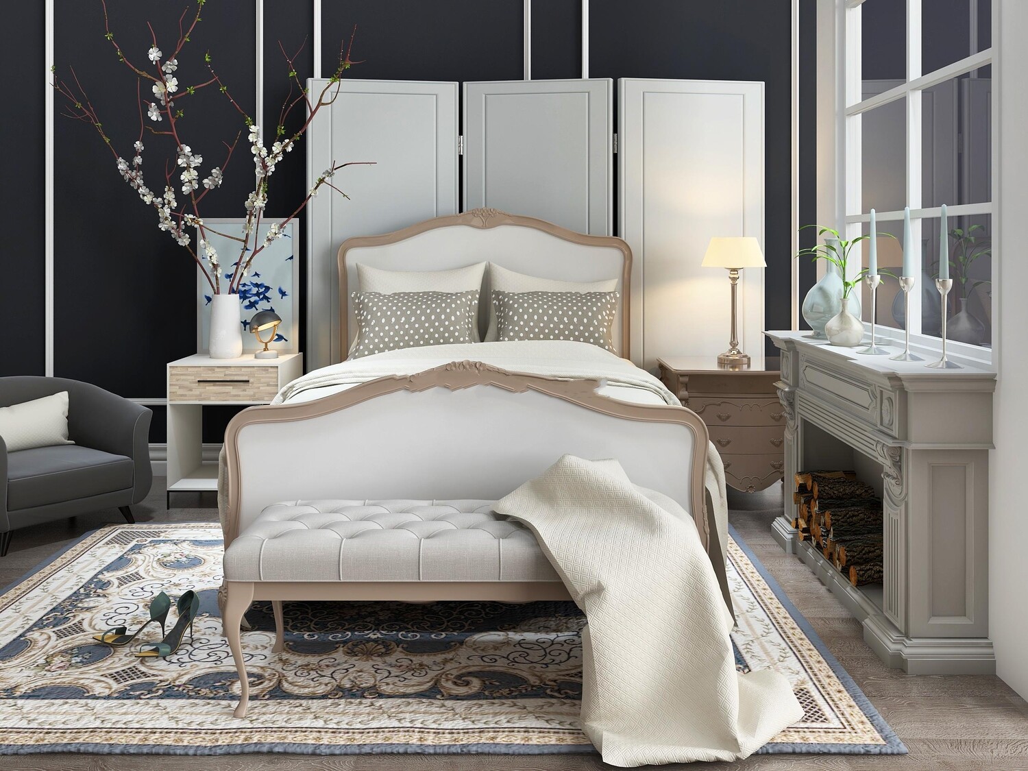 90 Classic bed 3d models vol.15-Vray