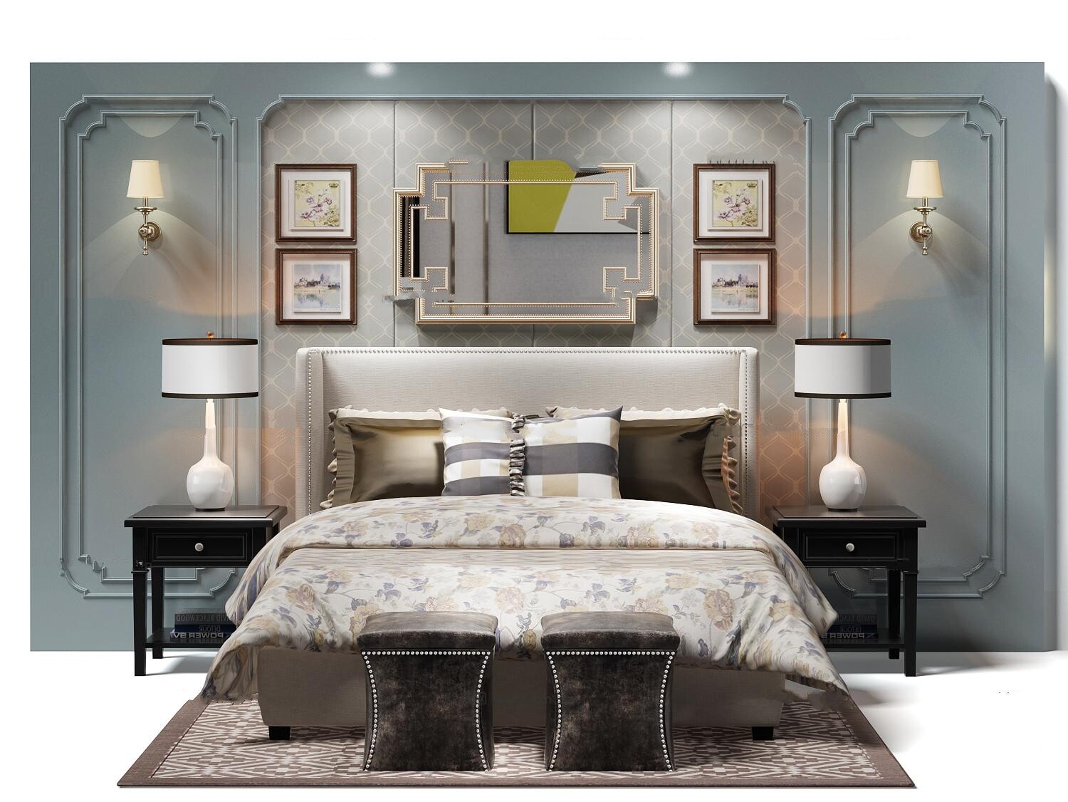 90 Classic bed 3d models vol.15-Vray