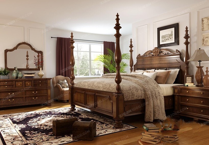 90 Classic bed 3d models vol.15-Vray