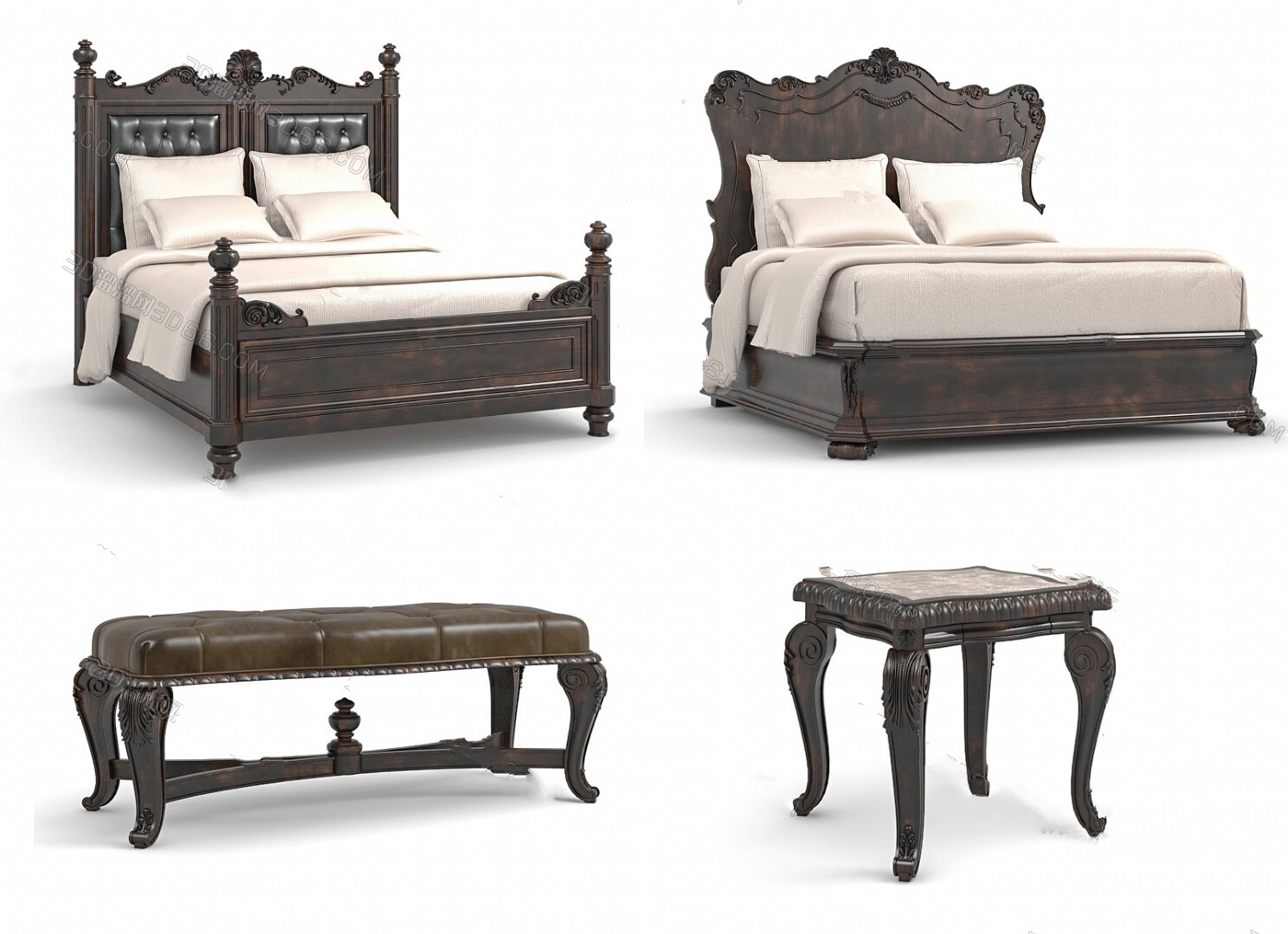 90 Classic bed 3d models vol.15-Vray