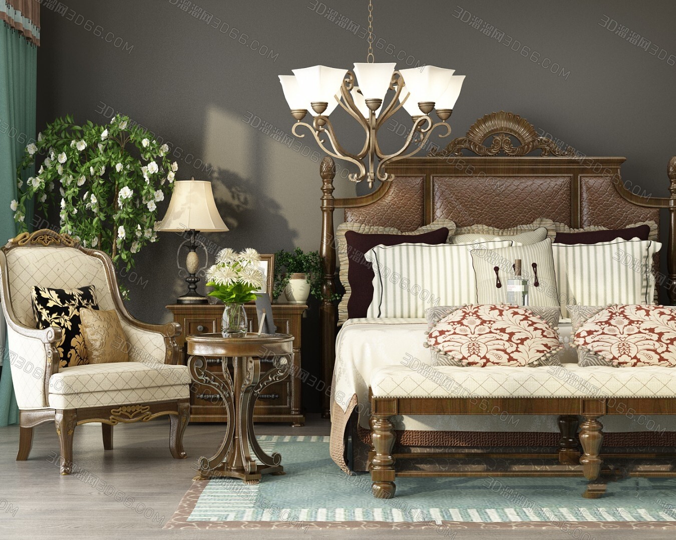 90 Classic bed 3d models vol.15-Vray