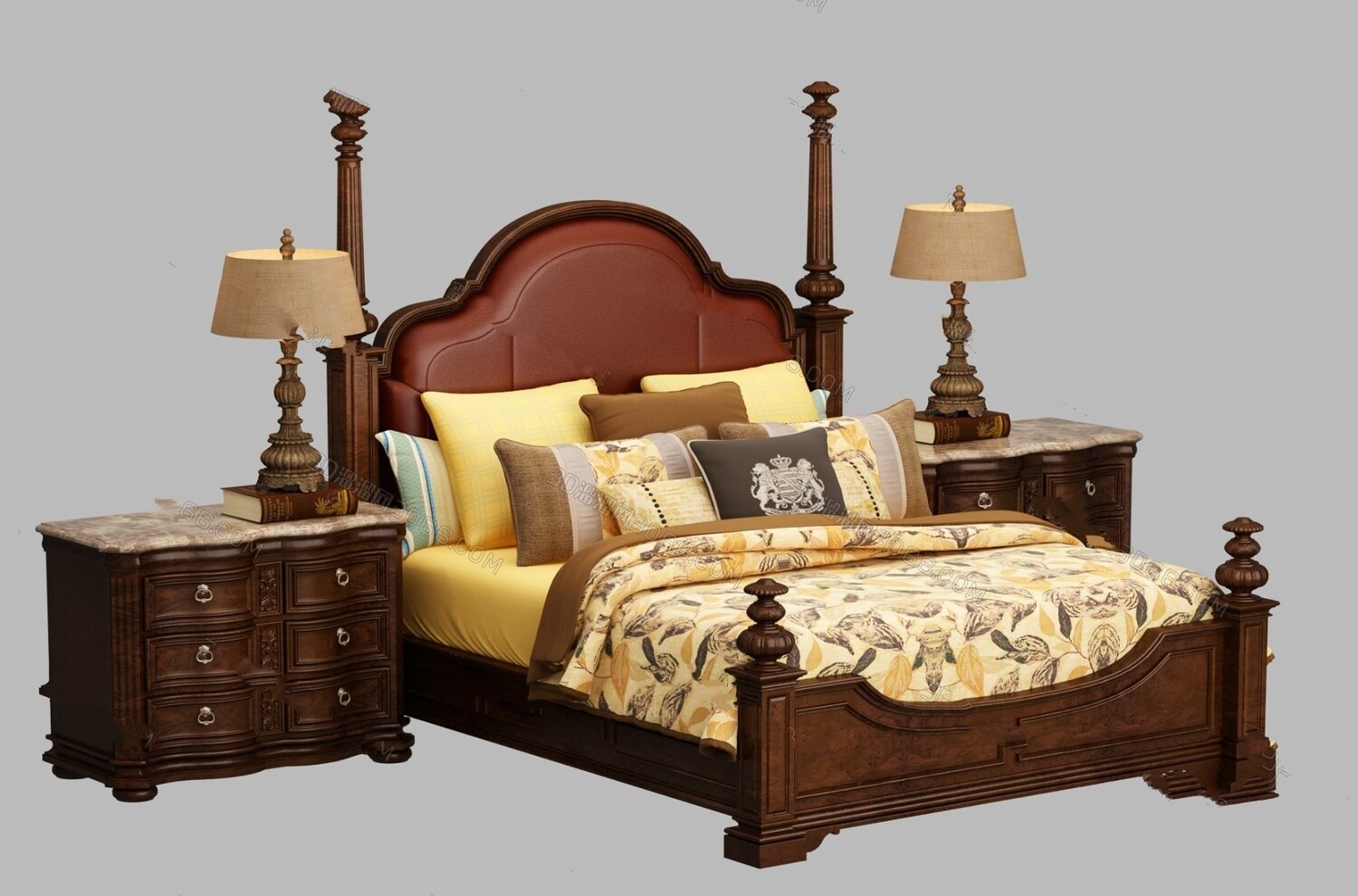 90 Classic bed 3d models vol.15-Vray