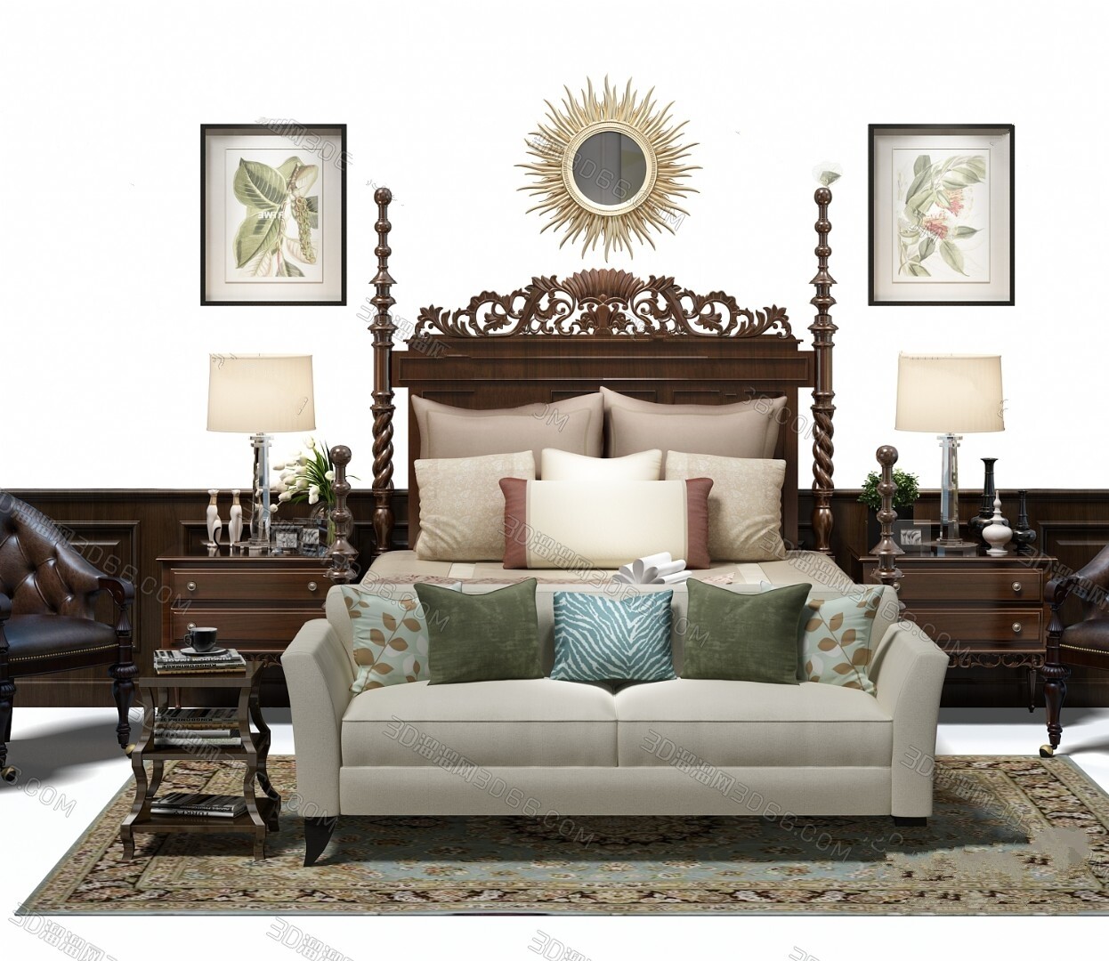 90 Classic bed 3d models vol.15-Vray