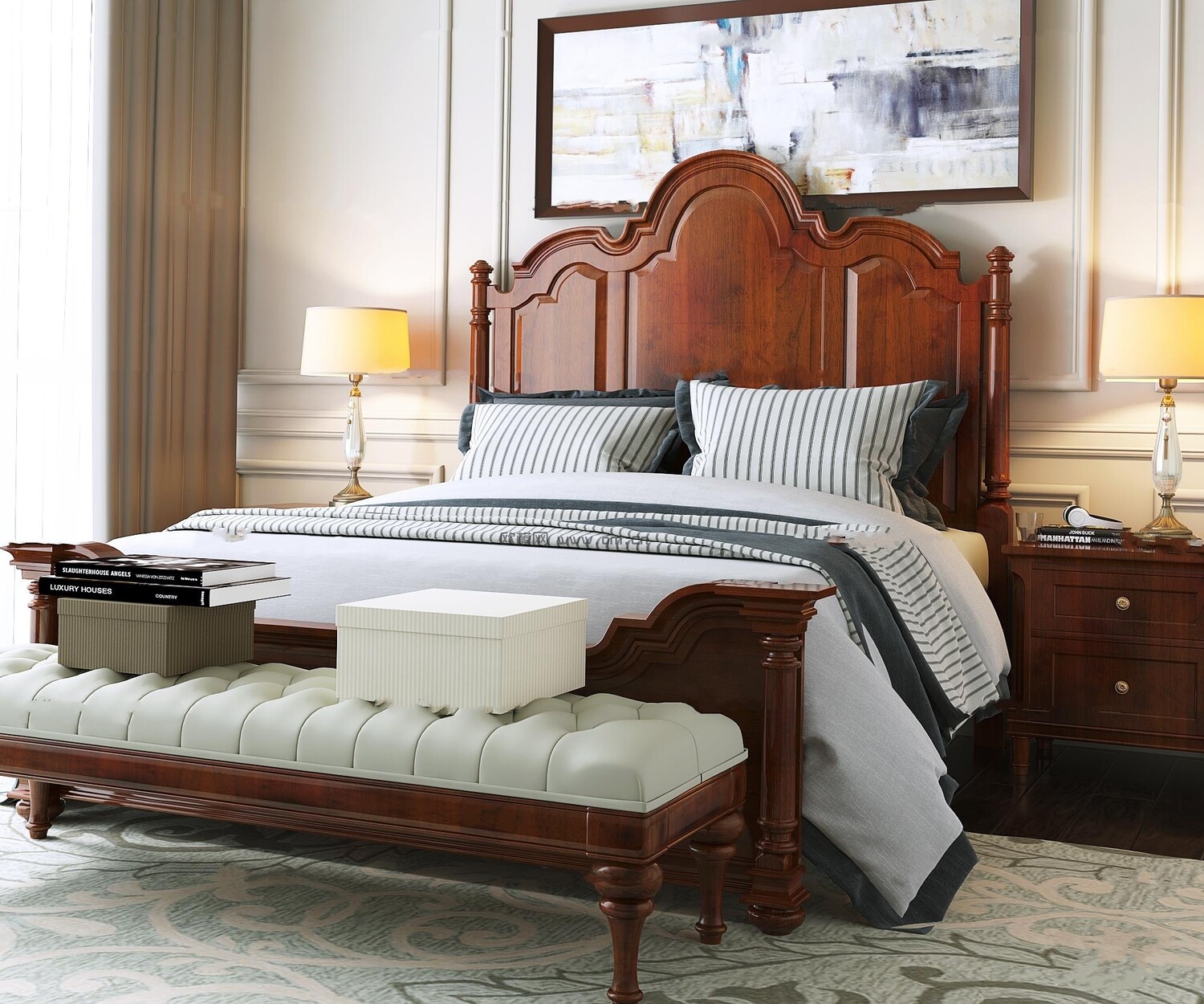90 Classic bed 3d models vol.15-Vray