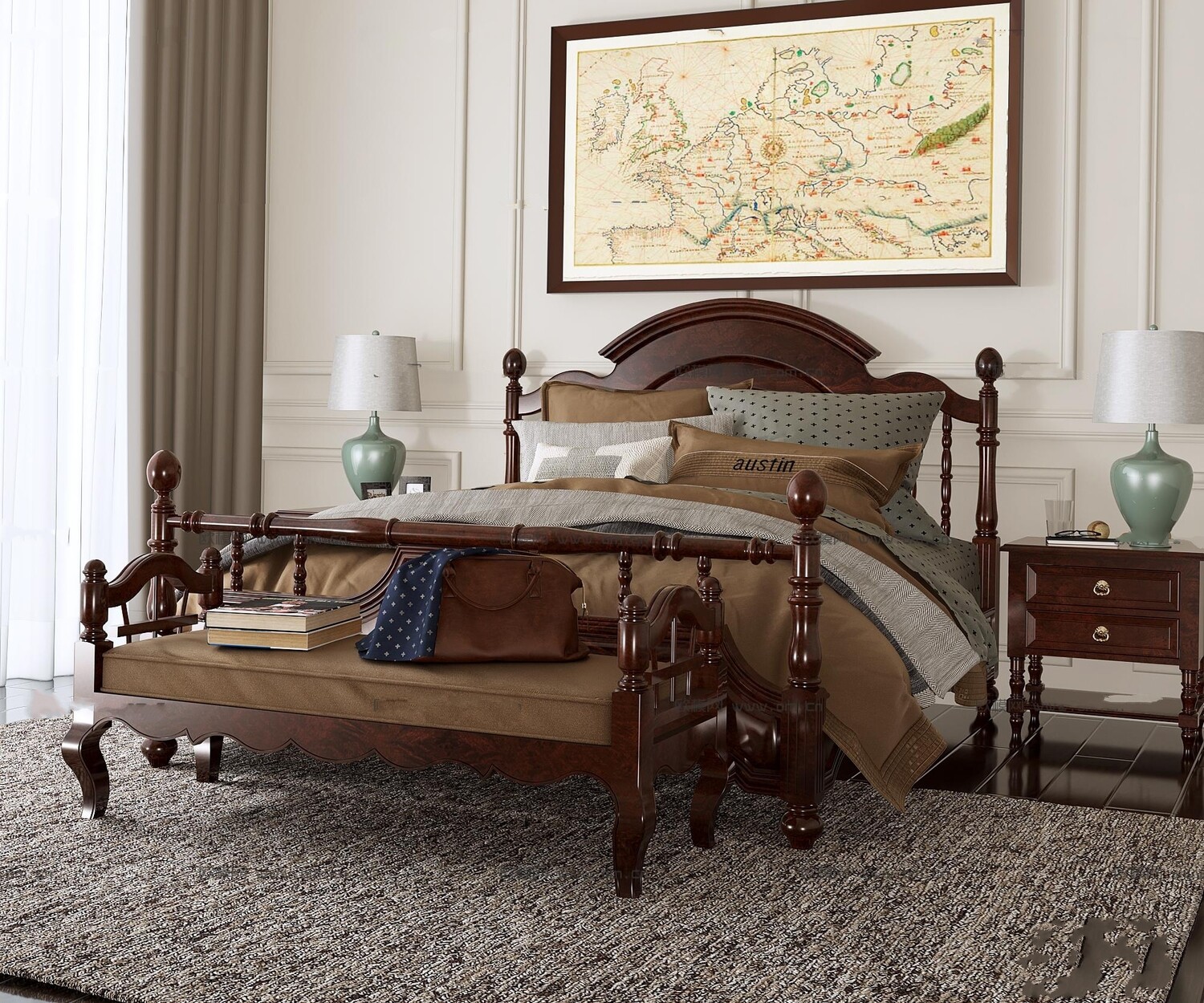 90 Classic bed 3d models vol.15-Vray