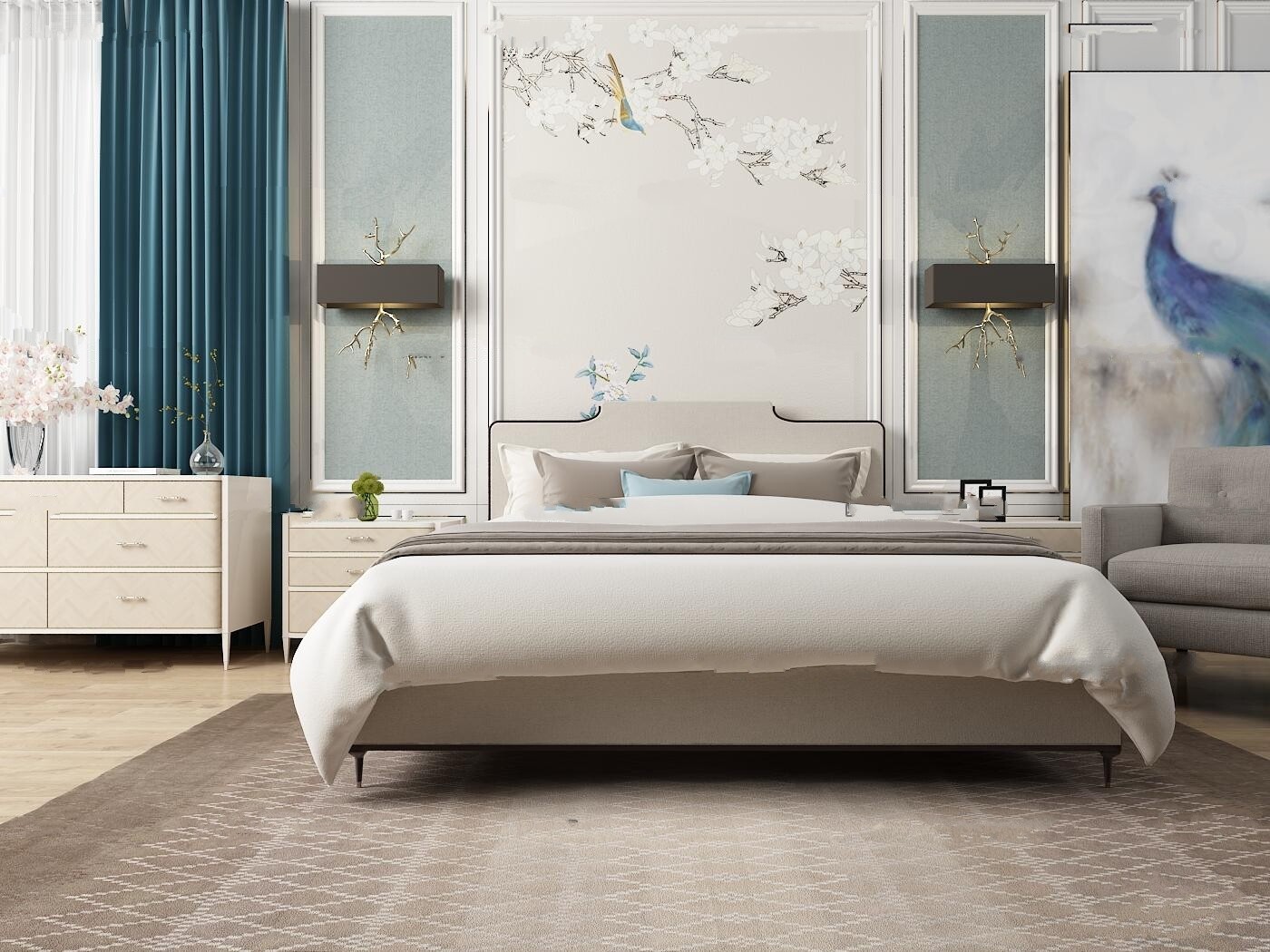 90 Classic bed 3d models vol.15-Vray