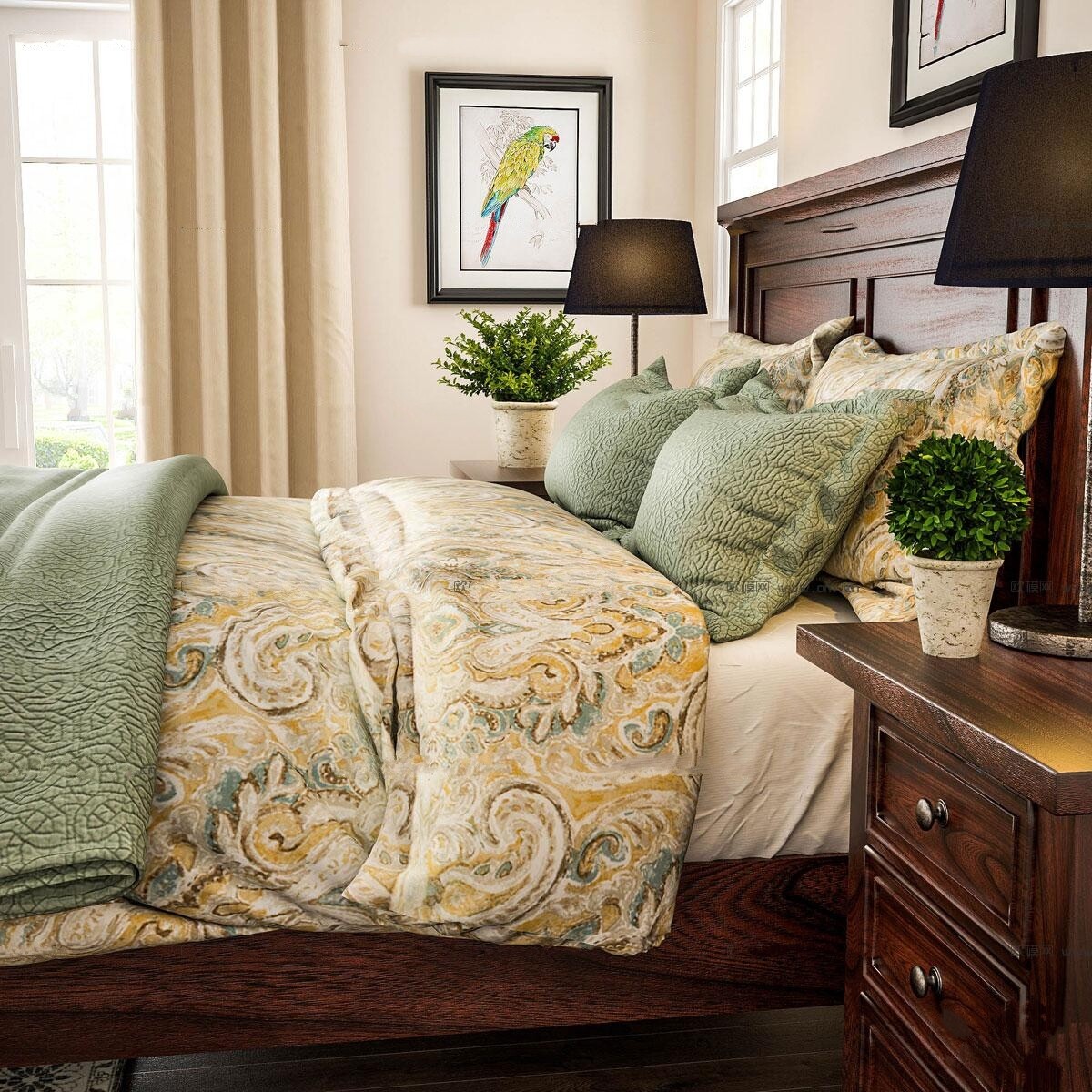 90 Classic bed 3d models vol.15-Vray
