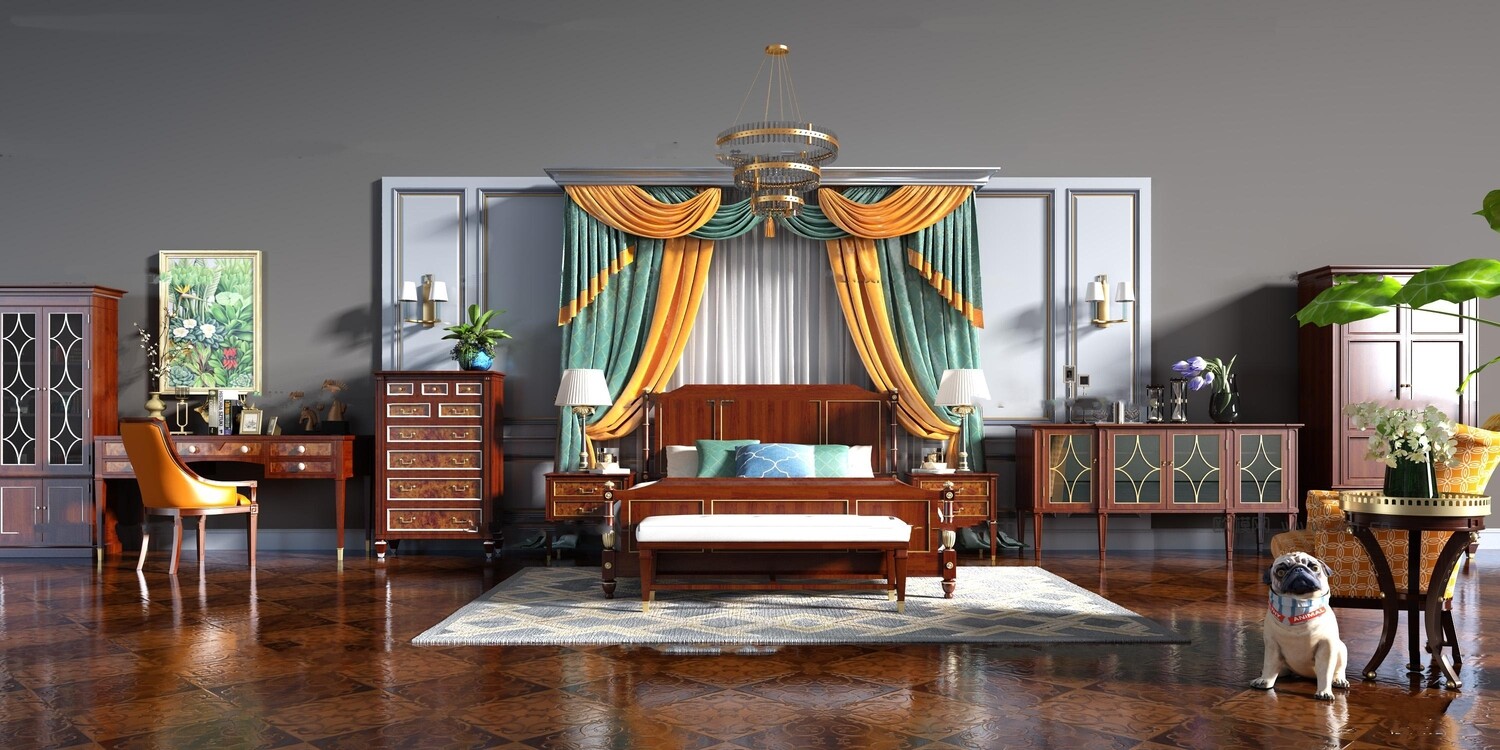 90 Classic bed 3d models vol.15-Vray